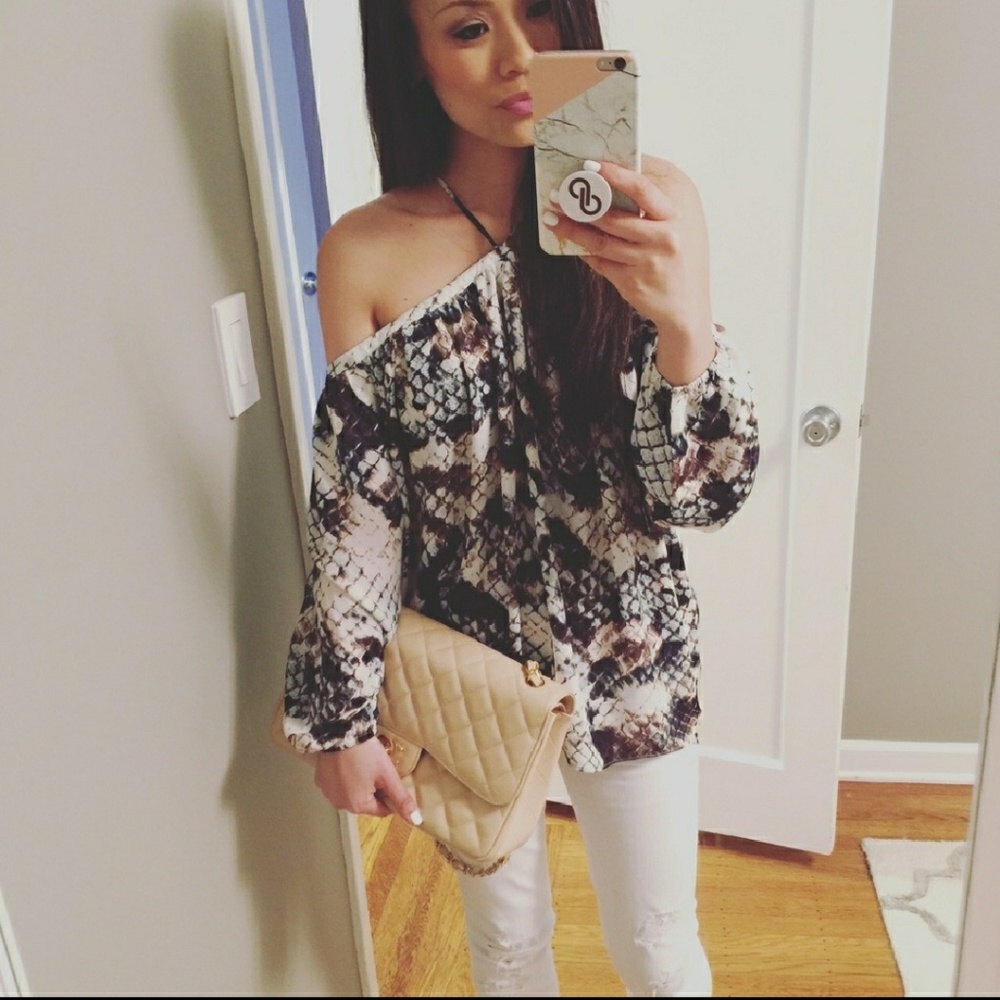 Snakeskin Pattern Off Shoulder Top